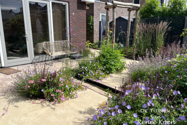 05 De Tuinen van Renee Koen watergeultje gravier d'or border pasteltinten siergrassen Alkmaar pergola tuinontwerp achtertuin