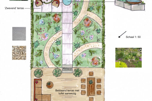 02 De tuinen van Renee Koen ontwerptekening kleine achtertuin Bakkum
