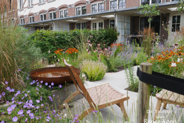 11 De Tuinen van Renee Koen echinacea pallida geranium helenium waterschaal cortenstaal